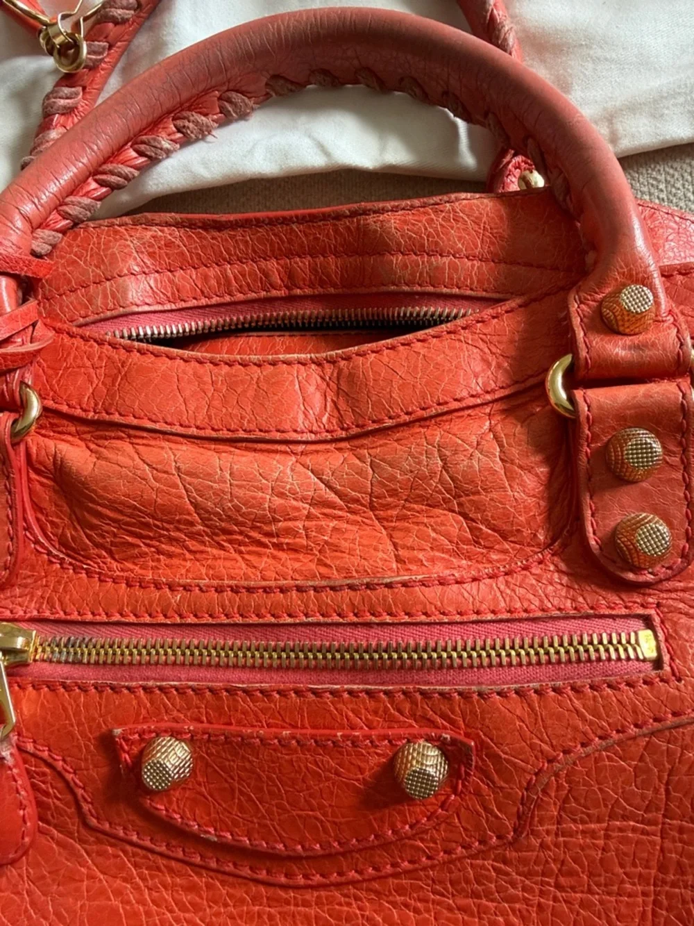 Balenciaga Rose Corail Lambskin Leather Giant 12 Gold Motorcycle City Bag - Picture 10 of 17